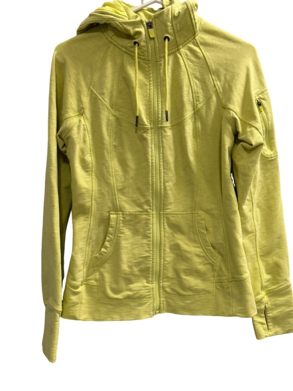 Athleta Full Zip Hoodie Jacket Yellow Green Size Small